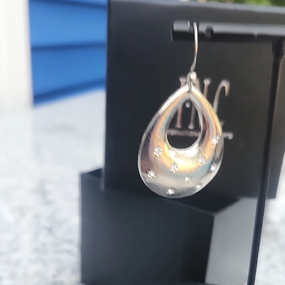 INC International Concepts Silver Teardrop Earrings